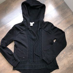 Black hoodie with lace detailing